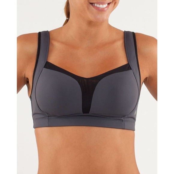 Lululemon Ta Ta Tamer Sports Bra 36C Gray Coal Black Adjustable - Picture 1 of 13